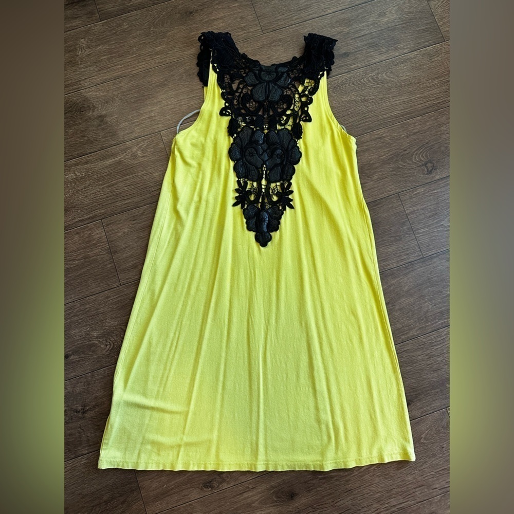 INC lace back knit dress lime green size petite small EUC